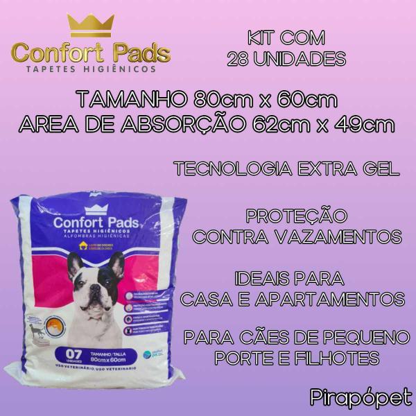 Imagem de Tapete Higiênico para cães Confort 80x60 7un kit com 4 pacotes