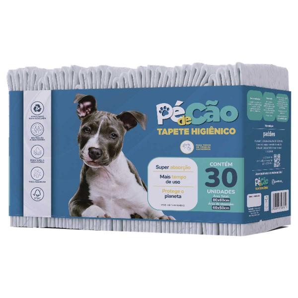 Imagem de Tapete Higiênico para cães Pé de cão 80x60 30un kit 2 pct