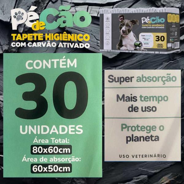 Imagem de Tapete Higiênico para cães Pe de cão Carvão 80x60 30Un