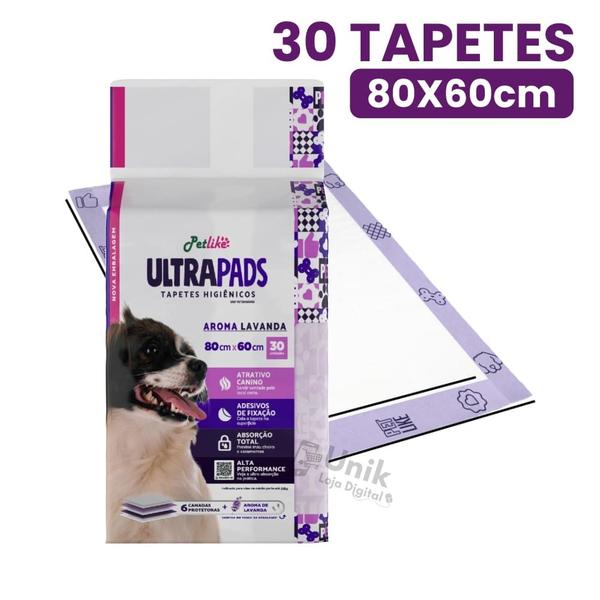 Imagem de Tapete Higiênico para Cães Ultra Pads 80x60 30 Unidades Lavanda Petlike Original