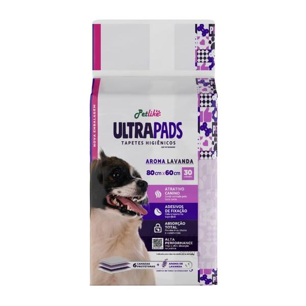 Imagem de Tapete Higiênico para Cães Ultra Pads 80x60 30 Unidades Lavanda Petlike Original