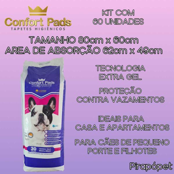 Imagem de Tapete Higienico Pet Confort 30un 80x60 em atacado 2 pacotes