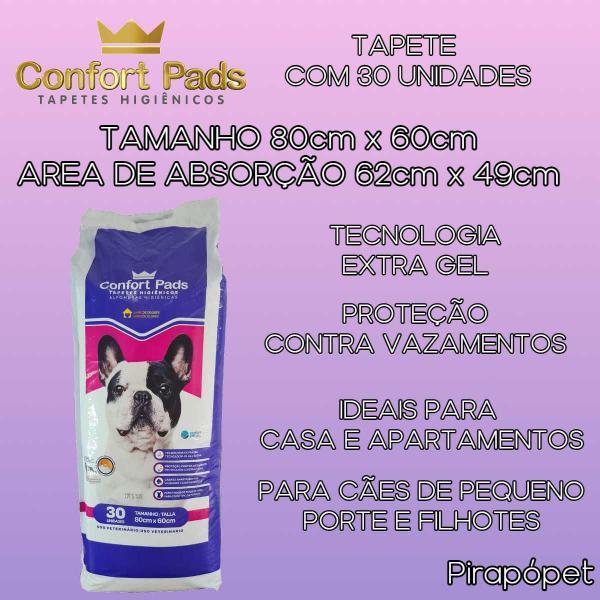 Imagem de Tapete Higienico Pet Confort Pads 80x60 - Pacote com 30 Un