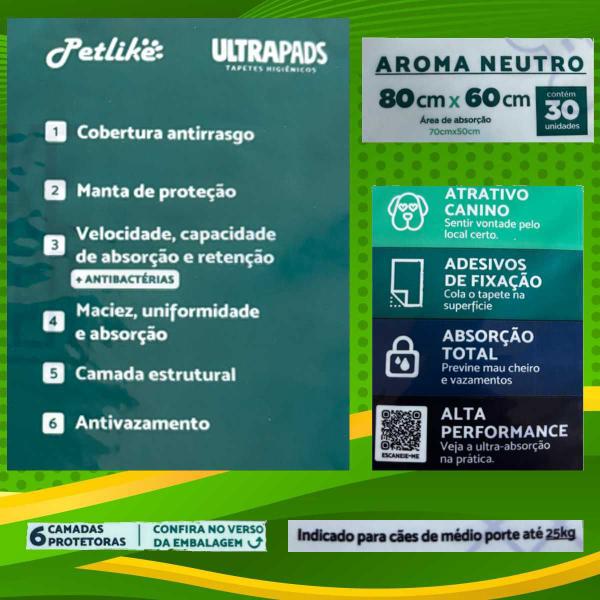 Imagem de Tapete Higiênico Pet P/ Cães Ultra Pads 80x60 60Un Kit