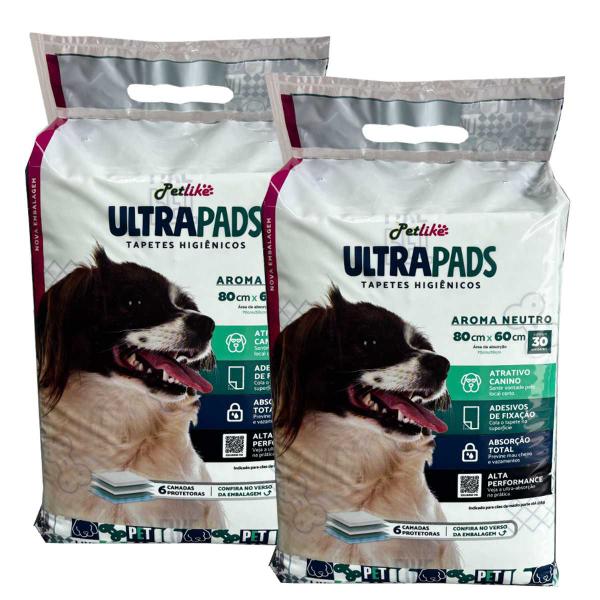 Imagem de Tapete Higiênico Pet P/ Cães Ultra Pads 80x60 60Un Kit