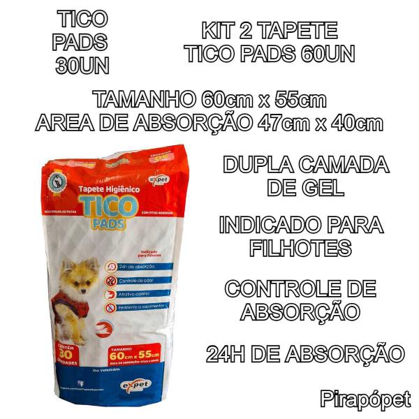 Imagem de Tapete Higienico Pet Tico Pads 30un em atacado 2 pacotes