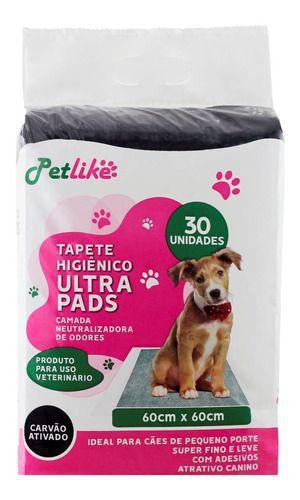 Imagem de Tapete Higienico Petlike Ultra Pads Carvão Ativado 60x60cm C/30 Unidades