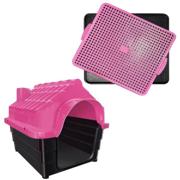 Imagem de Tapete Higienico Rosa + Casa N3 Resistente Rosa Pet