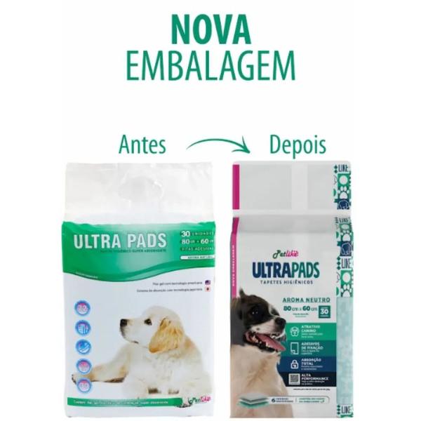 Imagem de Tapete Higiênico Ultra Pads Petlike 60x80cm Com 30 Unidades