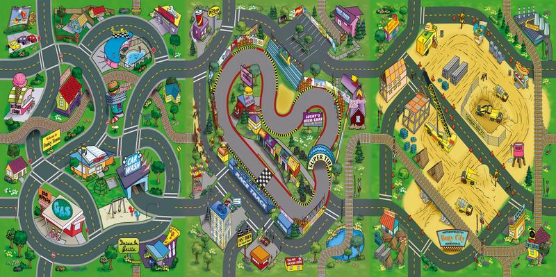 Imagem de Tapete Infantil Criança Grande Pista Carrinho Carros 2x1m