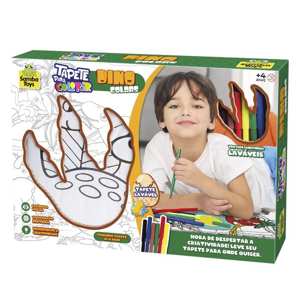 Imagem de Tapete Infantil Dinossauro Com Canetinhas Para Bebes De Pintura Lavavel - Samba Toys