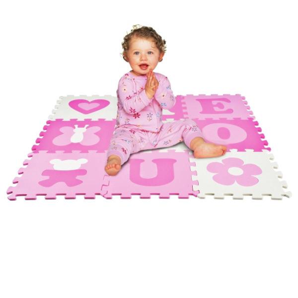 Tapete Infantil Eva Vogais Menina Rosa - 9 Placas 33x33cm - Nig - Nig Brinquedos Imagem de Tapete Infantil Eva Vogais Menina Rosa - 9 Placas 33x33cm - Nig