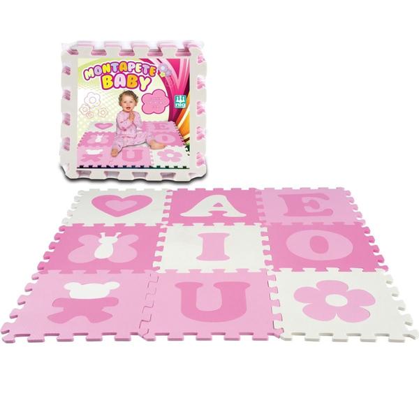 Tapete Infantil Eva Vogais Menina Rosa - 9 Placas 33x33cm - Nig - Nig Brinquedos Imagem de Tapete Infantil Eva Vogais Menina Rosa - 9 Placas 33x33cm - Nig