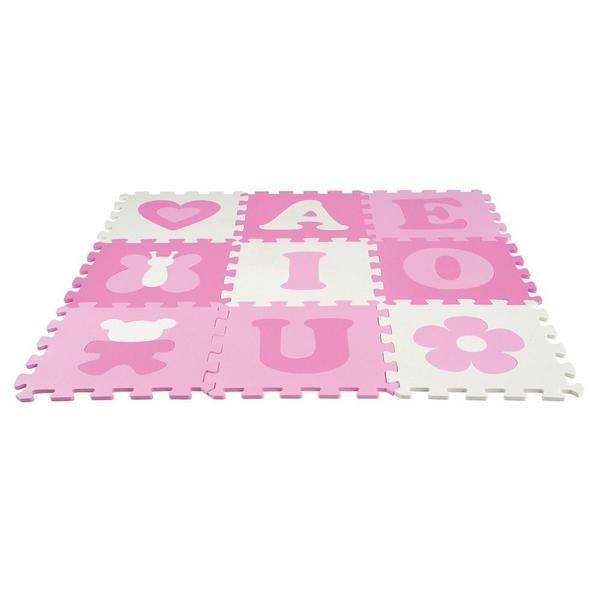 Tapete Infantil Eva Vogais Menina Rosa - 9 Placas 33x33cm - Nig - Nig Brinquedos Imagem de Tapete Infantil Eva Vogais Menina Rosa - 9 Placas 33x33cm - Nig
