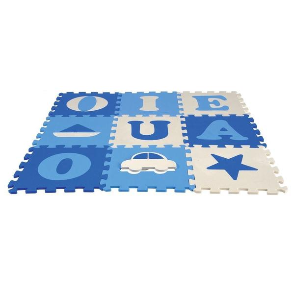 Imagem de Tapete Infantil Eva Vogais Menino Azul 9 Placas - Nig Brinquedos