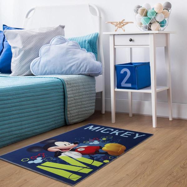 Imagem de Tapete infantil joy disney mickey azul 70cm x 100cm jolitex