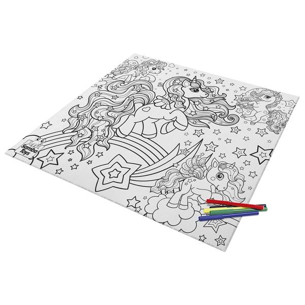 Imagem de Tapete Infantil Para Colorir Unicórnio Com Canetinhas Lavável - Samba Toys