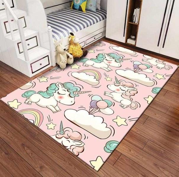 Imagem de Tapete Infantil Para Quarto de Menina Unicórnio Rosa