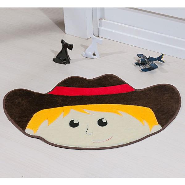 Imagem de Tapete Infantil para Quarto Formato Cowboy Pelúcia Tabaco