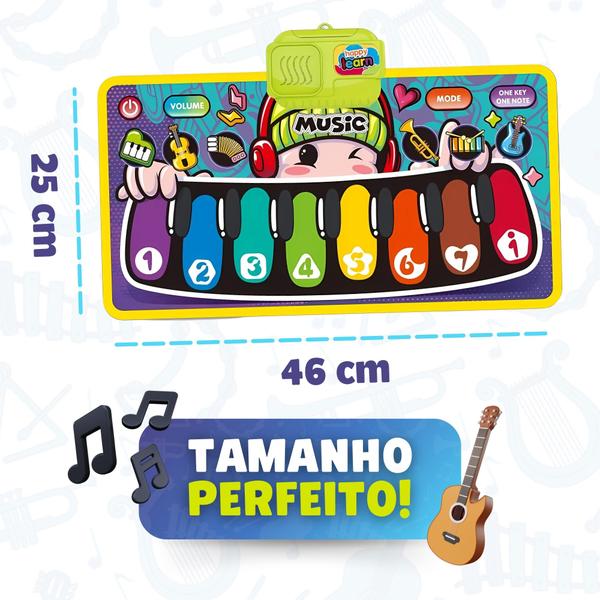 Imagem de Tapete Infantil Piano Instrumentos Musicais Criança Bebê Som