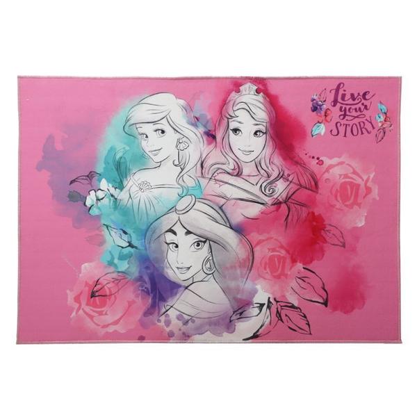 Imagem de Tapete Infantil Princesas da Disney Aquarela Joy 70cmx100cm Jolitex