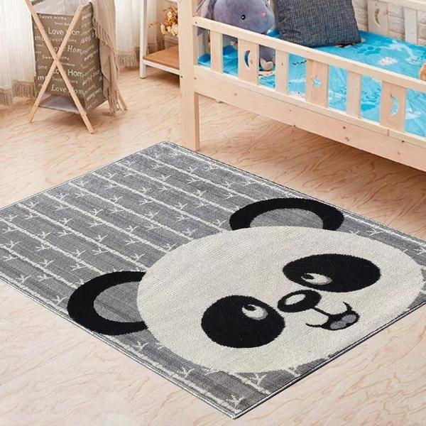 Imagem de Tapete Infantil Quarto Menino Antialergico Urso Cinza Lancer