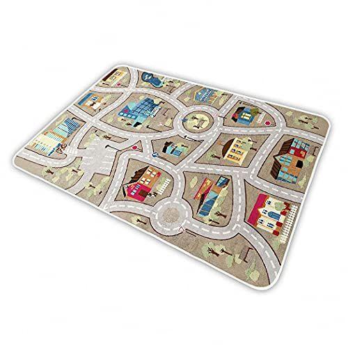 Imagem de Tapete infantil tapete tapete Playmat para carros de brinquedo e trem, tapete da área de jogo com suporte de borracha, tapete de lançamento divertido, presente ideal para a sala de jogos do quarto do bebê das crianças (80120cm/3247in)