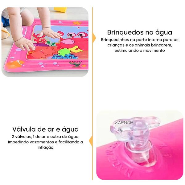 Imagem de Tapete Inflável Infantil Água Educativo Almofada Bebê Rosa