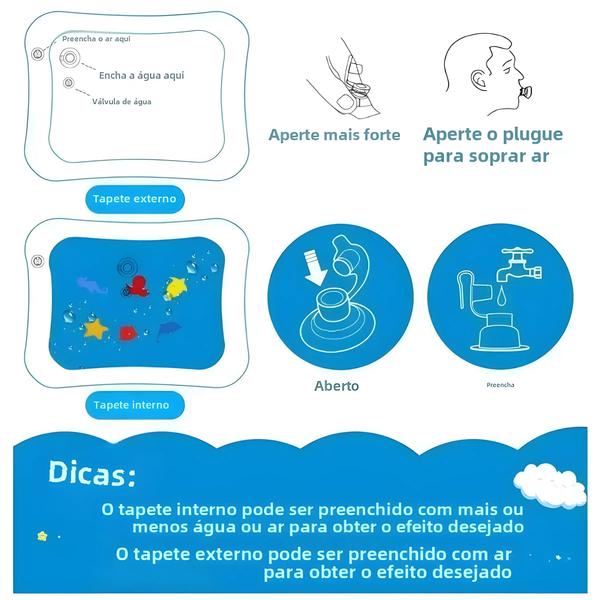 Tapete Inflável para Bebês - Piscina Infantil de PVC para Brincar e Aprender Imagem de Tapete Inflável para Bebês - Piscina Infantil de PVC para Brincar e Aprender