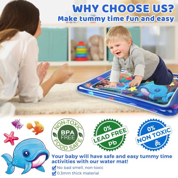 Imagem de Tapete inflável Tummy Time Mat AURUZA Baby Water Mat 3-24 meses