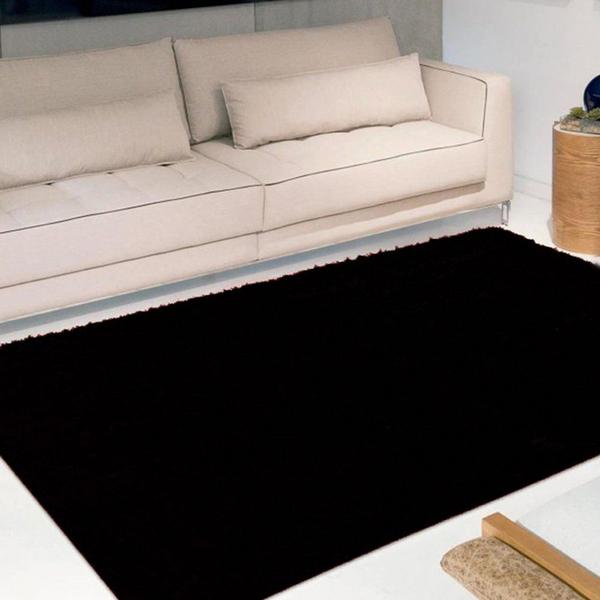 Imagem de Tapete Liso para Sala e Quarto Soft Peludo Casa Dona 150x200cm Preto