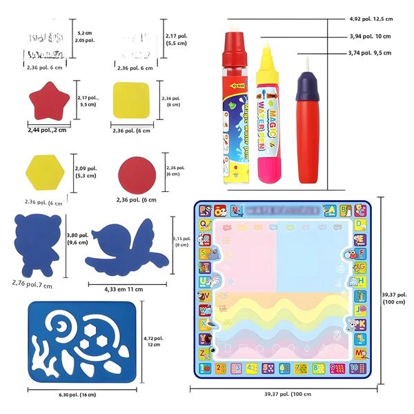 Imagem de Tapete Mágico De Desenho Aquático Para Crianças Com Canetas Mágicas Montessori Brinquedo Educacional