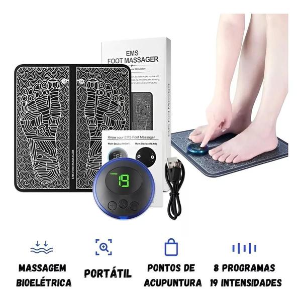 Imagem de Tapete Massageador Elétrico Perna Pés Ems Profissional Recarregável Magnético Fisioterapia Terapia Circulação Massagem