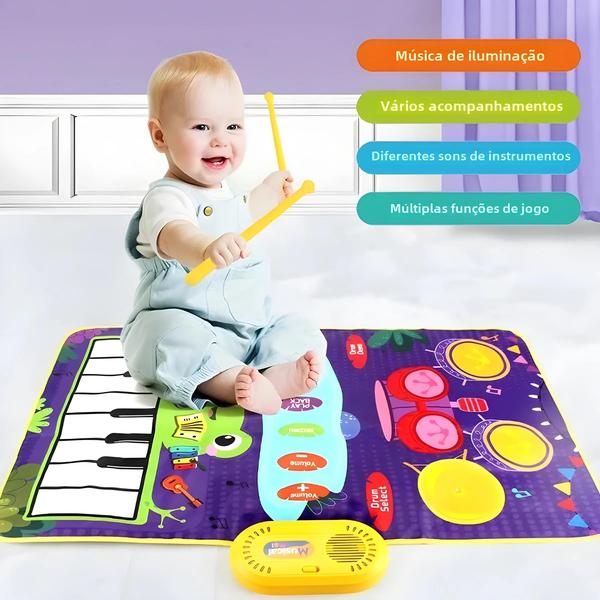 Imagem de Tapete Musical Infantil 2 em 1 - Piano e Tambor - Brinquedo Educativo