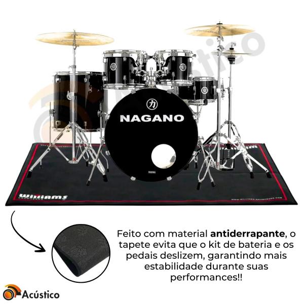 Imagem de Tapete Para Bateria Williams 180x140 Preto Antiderrapante