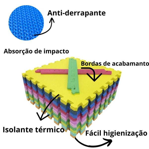 Imagem de Tapete para bebê EVA 50x50x10mm kit com 12 peças