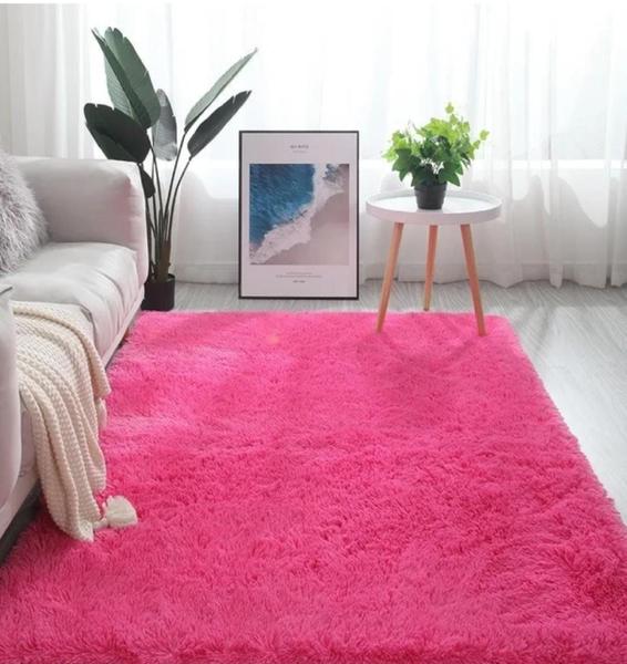 Imagem de Tapete Para Quarto Menina Infantil Felpudo Peludo 2,00 X 1,40 Antiderrapante Macio Luxo PINK