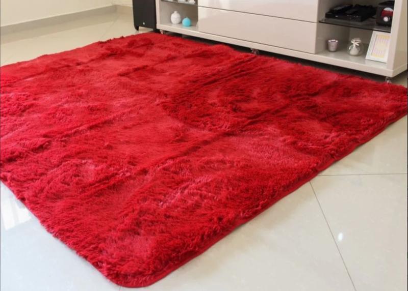 Imagem de Tapete para sala e quarto felpudo Peludo 40mm luxo 1.40 x 2.00  Vermelho Liso