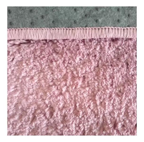 Imagem de Tapete Passadeira Beira de Cama Antiderrapante 50cm x 1,00m Shaggy Felpuda Pelo Baixo Classic Rosa Bebê Oasis