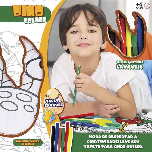 Imagem de Tapete Pedagogico Dinossauro Para Colorir E Pintar Com Canetinhas Lavavel 0922 - Samba Toys