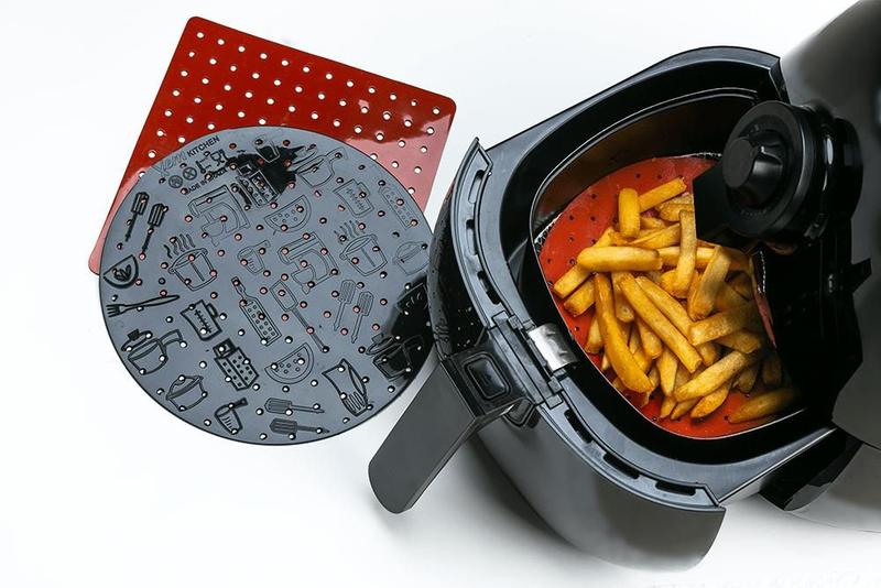 Imagem de Tapete Perfurado de Silicone Para Air Fryer 22 cm Ø Vermelho VEM