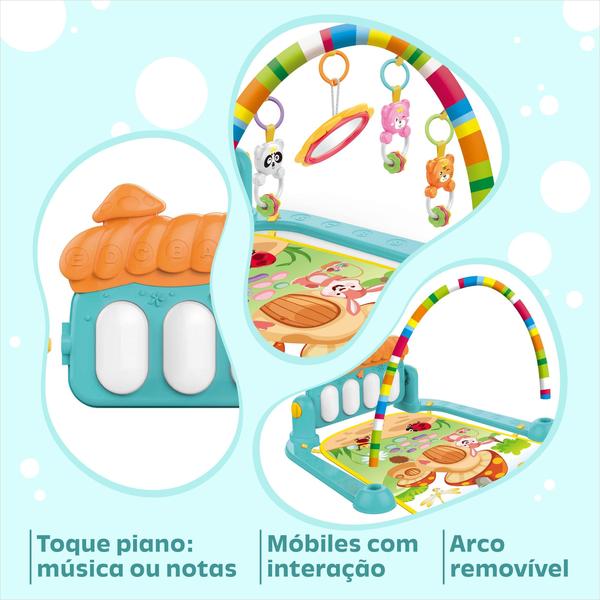 Imagem de Tapete Piano Musical Cores Interativo Bruços Bebê Desenvolvimento Sentidos Tummy Time Sensorial