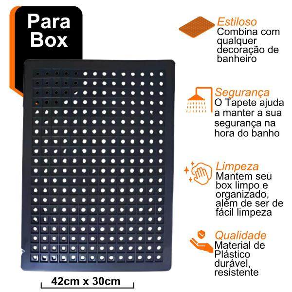 Imagem de Tapete preto para box de banheiro antiderrapante 42x30 cm 