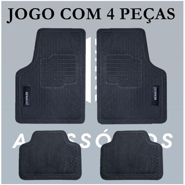 Imagem de Tapete PVC Antiderrapante 4 Peças Bordado Duster Oroch Kangoo Captur Clio Sedan Van Master Sandero 