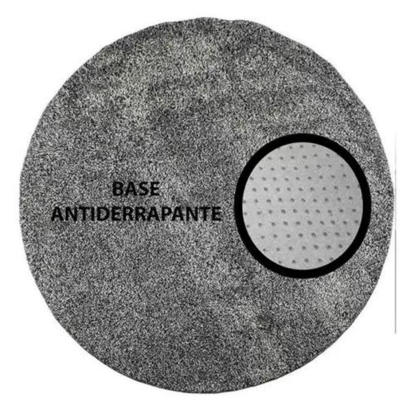 Imagem de Tapete Redondo Antiderrapante Macio Apolo Felpudo Pelo Baixo Liso 2,00 x 2,00 Prata Têxtil Duo