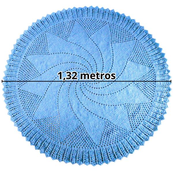 Imagem de Tapete Redondo De Barbante 1,30 Metros Em Espiral Azul Claro Não Solta Tinta Feito A Mão P/ Sala De Estar Jantar Quarto