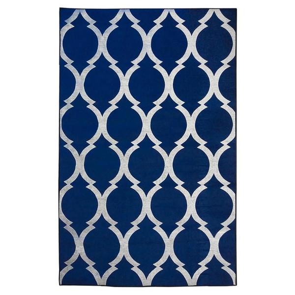 Imagem de Tapete Sala Decorativo 50X150 Cm Geometrico Arabesco Azul