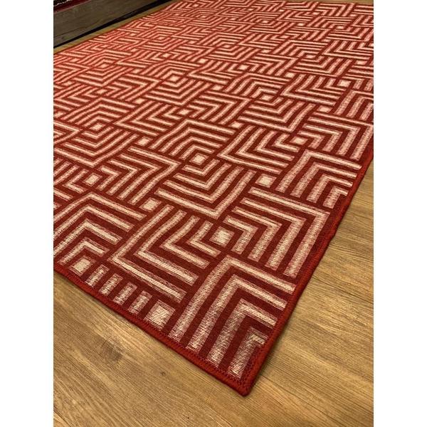 Imagem de Tapete Sala Moderno Geometrico Tabuleiro 100X150 Cm Vermelho