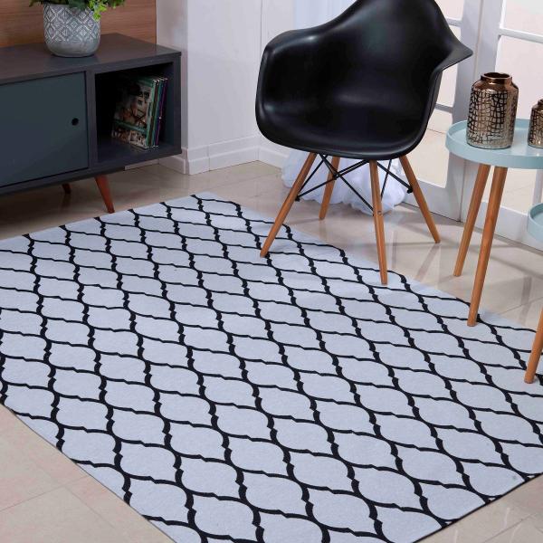 Imagem de Tapete sala Quarto 3,00 metros Geométrico Jacquard Copas Branco