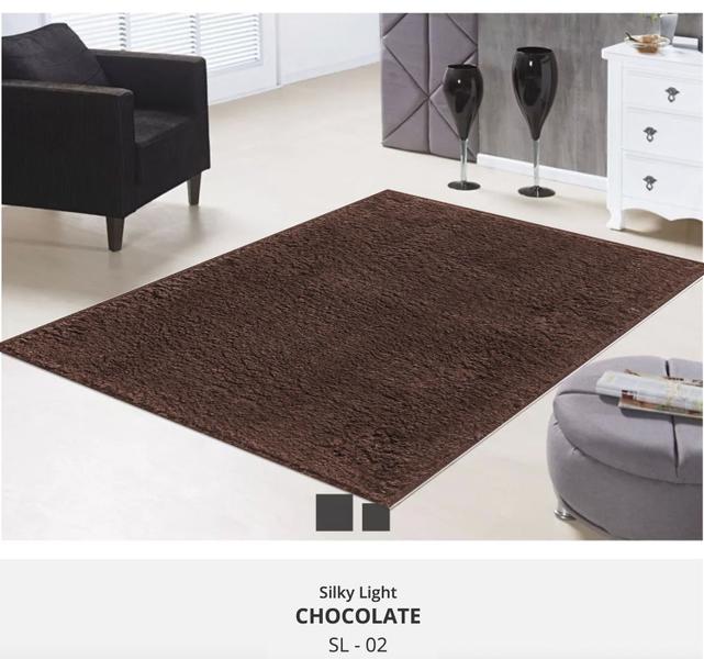 Imagem de Tapete silky 2,00 x 2,50 pelo macio sala quarto escritorio comercio antiderrapante lancer (sl02-chocolate)